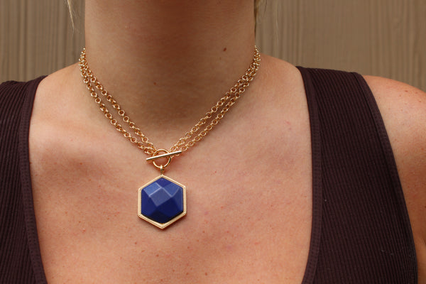 Navy Hexa Necklace