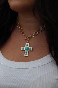 Feelin' Blue Cross Necklace