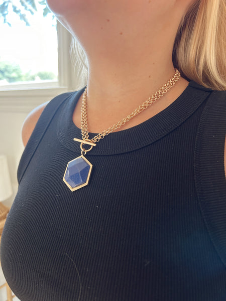 Navy Hexa Necklace