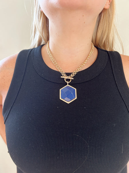 Navy Hexa Necklace